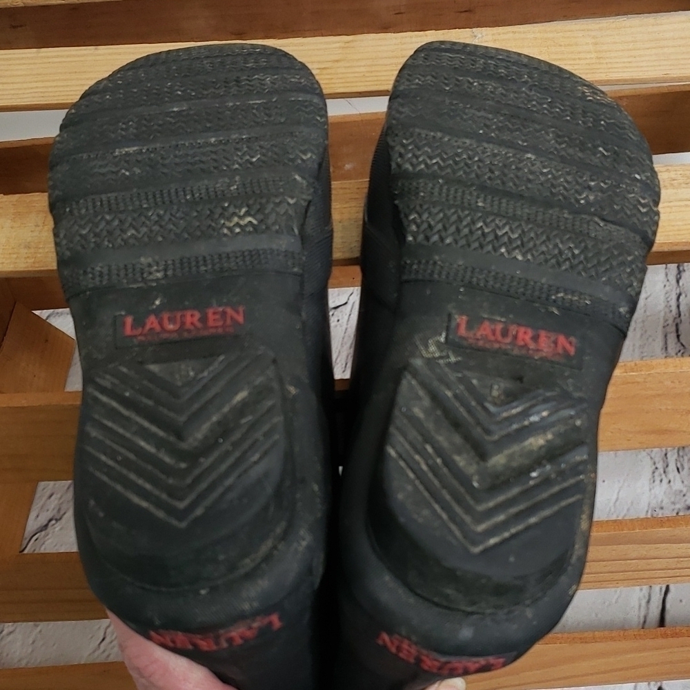 Lauren Ralph Lauren Mikenna Bo  Rain Boots Black Rubber 7B Lace Up VG… - Picture 5 of 13